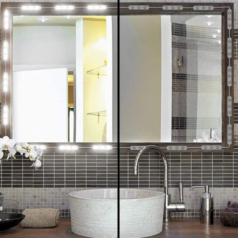 Bathroom mirror with Hollywood Style Vanity Makeup Lights 10 Foot Ultra Bright White LED Strip Dimmable With Touch Control