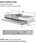 FIREGAS 30-inch stainless steel under-cabinet range hood with front rocker controls and circular top vent