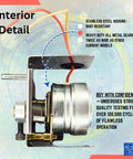 Interior view of RZ3-1M Replacement Damper Motor Actuator for 24V 2-Wire Spring Return, showing stainless steel housing and gears
