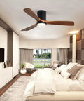 52 Inch Ceiling Fan With Lights 3 Solid Wood Fan Blade in modern bedroom with natural light and stylish decor.
