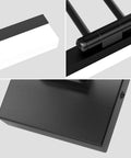 Close-up details of the 32 Inch Matte Black Bathroom Vanity Light With 18W Adjustable LED Fixture, 6000K Cool White, modern design.
