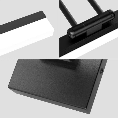 Close-up details of the 32 Inch Matte Black Bathroom Vanity Light With 18W Adjustable LED Fixture, 6000K Cool White, modern design.