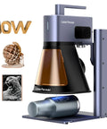 LP2 Plus 10W Diode Laser Engraver with Ultra Fast 4000mm per Second Performance, shown engraving a metal cylinder.