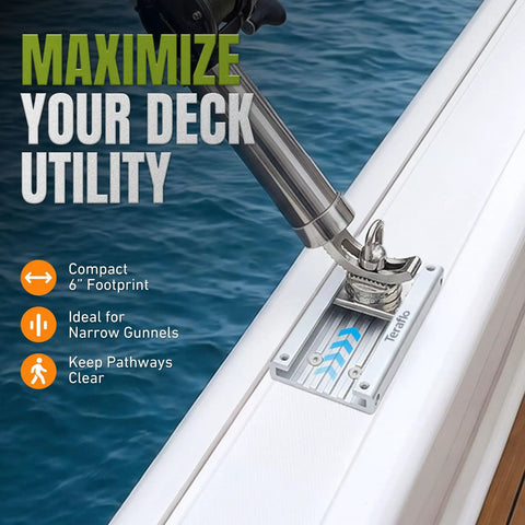 Heavy Duty Boat Track System 6 Inch Aluminum Track Mount For Marine Deck Hardware And Fishing Rod Holders Universal Track Mounting For Saltwater Boats 6 By 3.5 Inch Footprint Aircraft Grade Aluminum Construction mounted on boat gunnel