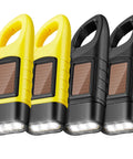 Four Pack Hand Crank Solar Powered Flashlights With Rechargeable LED Lighting Emergency Torches in yellow and black