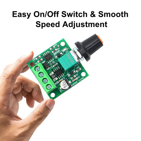 Hand holding Premium PWM DC Motor Speed Controller Ver 2.0 1.8V To 12V Input With Max 15V 2A Self Recovery Fuse And On Off Switch