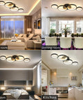 Ultra Sleek Modern LED Flush Mount Ceiling Light with Four Ring Design 28.7 Inch in Living Room, Dining, Bedroom, Kitchen