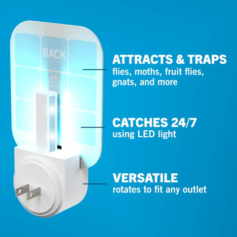 Heavy Duty Plug In Insect Trap For Indoors Badass Fruit Fly Gnat Moth Eraser With Uv Led Lighting showing features and design.