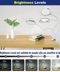 Magnifying Glass With Light And Stand 3X Magnifier Lens With Clamp Desk Magnifying Lamp features 5 brightness levels for crafting and reading.