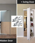 Hidden Door Pivot Hinge 360 Degree Stainless Steel Heavy Duty 300lbs Capacity installation in bookcase and concealed door setup