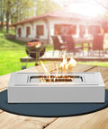 20 Inch Fire Pit Mat For Tabletop Grills And Stoves Triple Layer Fireproof Heat Resistant Under Grill Pad in blue outdoor setting