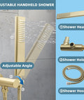 Brass High Pressure Handheld Shower Head Set in Brushed Gold Arc Design With Adjustable Elbow Wall Connector and Hose