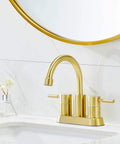 Gold Finish Bathroom Faucet With Dual Handles 360 Degree Rotating Stainless Steel Vanity Lavatory Sink Mixer Lead Free Modern Design