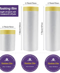 Image showing three sizes of masking film rolls: 55cm, 110cm, and 150cm for automotive painting and drape cover.