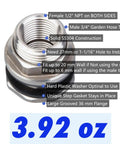Beefy Heavy Duty Stainless Steel Bulkhead Tank Fitting 304, 1/2 Inch NPT Female On Both Ends To 3/4 Inch Garden Hose Male