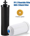 Fluoride Water Filter Replacement For Gravity Filtration Systems PF2 Style Top Notch Filtration That Removes Odor Color Residual Chlorine And Heavy Metals Fits Berkey Purification Elements For Traveler Nomad King And Big Series black and white filter with gasket