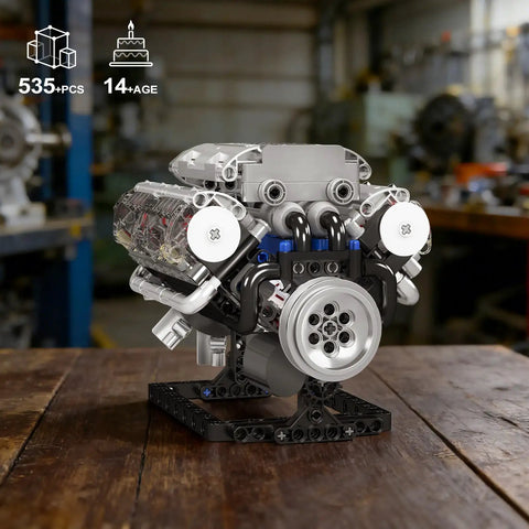V8 Engine Model Kit With Electric Motor And Battery Box 535 Piece DIY STEM Mechanics Engineering Set That Really Runs Mini Engine