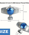 360 Degree Metal Spot Sprinkler 2 Pack For Yard And Garden Use Heavy Duty Alloy Sprinklers With Gentle Water Flow Perfect For Small Areas And Lawns Delivers Even Coverage Up To 30 Feet showing US standard thread fitting