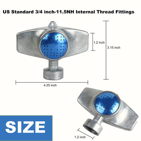 360 Degree Metal Spot Sprinkler 2 Pack For Yard And Garden Use Heavy Duty Alloy Sprinklers With Gentle Water Flow Perfect For Small Areas And Lawns Delivers Even Coverage Up To 30 Feet showing US standard thread fitting