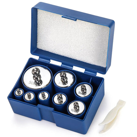 Eight Piece 1000 Gram Total Calibration Weight Set With Tweezers For Digital Scales And Lab Balance Pro Grade Carbon Steel Chrome Plated Weights 10 20 50 100 200 500 Grams In A Sturdy Plastic Case