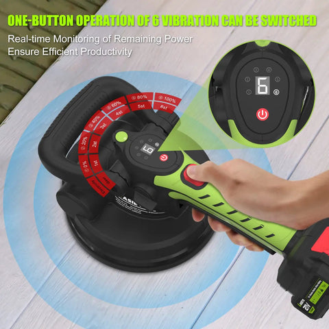 Handheld Tile Vibration Leveling Tool with 6 Speed Adjustable Settings, LCD Display, Pro Grade Suction Cup, and One Touch Start