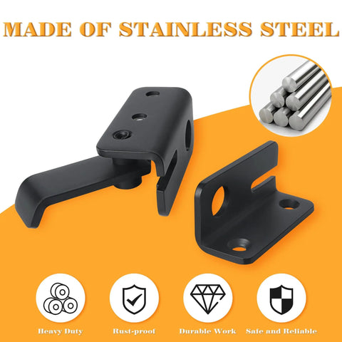 Heavy Duty Stainless Steel Flip Gate Latch Set With Padlock For Barn Cabinet Pet Cage Garden Garage and Window Sliding Doors Matte Black Finish