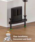 Installing Floor Guide For Sliding Barn Door Bottom With Double Sided Roller Design on wooden floor corner.