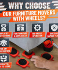 Heavy Duty Furniture Mover Kit With Wheels Appliance Lifter And Sliders That Lift Up To 660 Lbs Includes 4 Sliders And Lifting Extenders