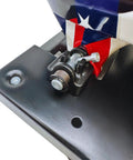 Close-up of base and mounting of a 6 Inch Chop Saw Cut Off Saw With 610W Motor, 8000 RPM, 120V Corded Metal Cutting Tool.