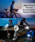 Collection of images showing Ultra Bright Led Bike Front Light For Night Riding 12 Volt To 60 Volt Compatible Waterproof in use