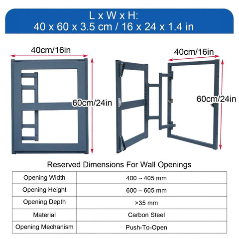 Slick Carbon Steel Hidden Drywall Access Panel With Push To Open Design For Seamless Wall And Ceiling Cover That Is Hassle Free And Gets The Job Done For Hvac Plumbing And Electrical Work In 16X24 dimensions and specifications.