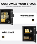 Four In One Personal Safe For Your Pad Or Office With 1.69 Cu Ft And 0.1 Second Quick Access Unlock By Fingerprint App Key And Customizable Passcode Perfect For Money Jewelry