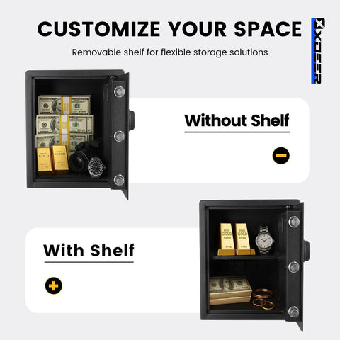 Four In One Personal Safe For Your Pad Or Office With 1.69 Cu Ft And 0.1 Second Quick Access Unlock By Fingerprint App Key And Customizable Passcode Perfect For Money Jewelry