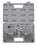 Brilluxa 40Pc Heavy Duty Tap And Die Set With M3 To M12 Alloy Steel Threading Tools For Cutting UNC UNF NPT Threads On Bolts Screws And Fasteners Repairing Damaged Metal Parts Like A Boss In Your Garage Or Professional Shop in gray case