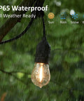 Wet outdoor bulb hanging, representing 15 Pack Shatterproof S14 LED Bulbs 1W Warm White 2200K For Outdoor String Lights E26 Base Edison Plastic Bulbs UL Listed