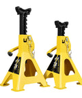 Pair of yellow 3-ton car jack stands with double locking and large foot bases