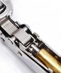 Close-up of Invisible Cabinet Hinges With Soft Close, Stainless Steel Overlay Hardware mechanism detail.