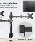 Ergonomic Monitor And Laptop Arm Mount For 13 To 32 Inch Screens Up To 22 Lbs, Adjustable Desk Mount With Laptop Tray, clamp base