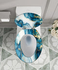 Elongated Resin Toilet Seat for Bathroom in blue marble design, 14.5" x 18.5", stylish addition to modern bathrooms