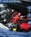 Get Your Rig Powered Up With A 250 Amp Three Eighths Inch Power Distribution Block Featuring Four Studs A Heavy Duty Busbar Terminal Block For Automotive And Marine Use Includes Cover For Positive And Negative installed in car engine