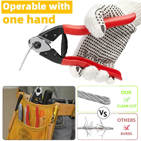 7.6 Inch Steel Wire Cutter One Hand Operation Cuts All Wires Up To 5/32 Inch Including Steel Cable Aircraft Cable Wire