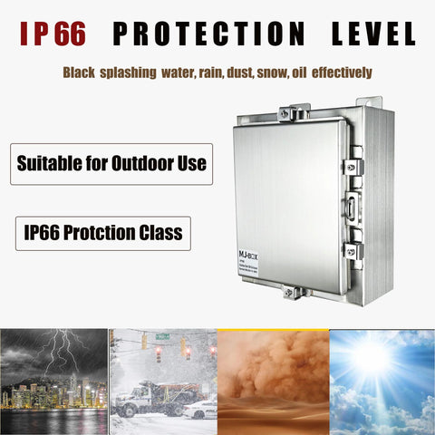 MJ-BOX stainless steel electrical enclosure, 12x10x6, IP66 outdoor/indoor box