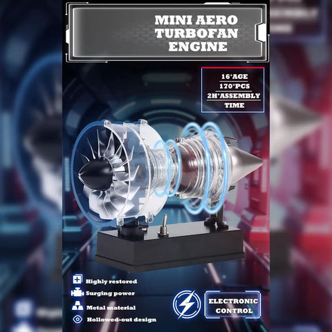 All Metal Turbofan Engine Model Kit That Actually Runs With Transparent Cover 1 to 20 Scale 170 Parts on display