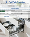 6 Pairs 22 Inch Soft Close Drawer Slides Ball Bearing Cabinet Rails Silent Hydraulic Side Mount Hardware Zero Slam Smooth Glide in kitchen drawer with dishes.