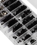 Heavy Duty Alloy Steel Computer Screw Kit 360 Piece Assortment Featuring M2 M2.5 M3 Cross Heads arranged in a compact organizer.