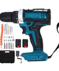 Nifty 2-Speed Cordless Drill for Home Use with US Plug Provides Two Flexible Speed Settings and Forward and Reverse Control for Quick Screw Jobs - includes drill, bits, and case.