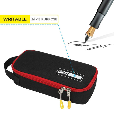 Large Pencil Case With Big Capacity Aesthetic Pen Pouch For Office Organizer Minimalist Portable Stationery Bag With Handle Black Durable Pencil Storage For School Travel Grab And Go with writable name tag detail