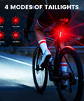 Cyclist at night with Ultra Bright 5000 Lumen Bike Front Light And Taillight Combo USB Rechargeable in fast flash mode
