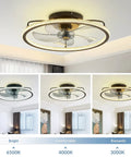 20 Inch Low Profile Ceiling Fan With Lights And Remote Dope Black Finish Modern Ceiling Fan in a Bedroom with Stepless Dimming