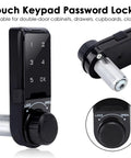 Heavy Duty Electronic Cabinet Deadbolt Lock Featuring Touch Password Keyless Entry, side view showing keypad and latch.